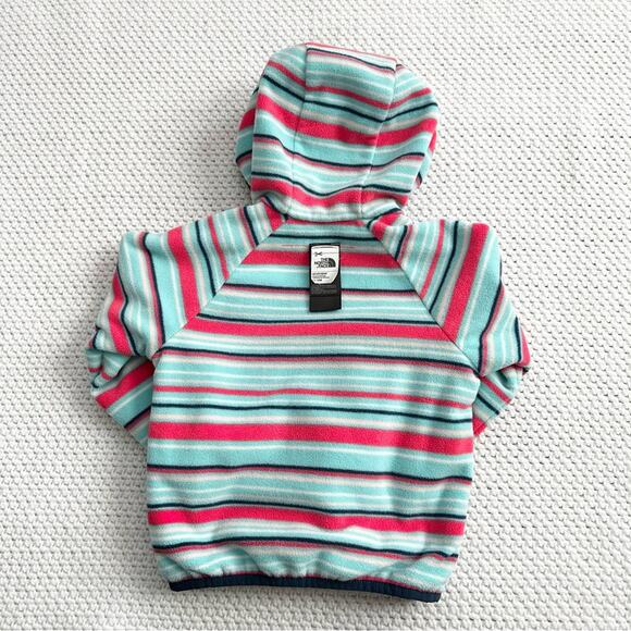 The North Face Atomic Pink Stripe Reversible Fleece Breezeway Hooded Jacket Baby - Picture 10 of 14